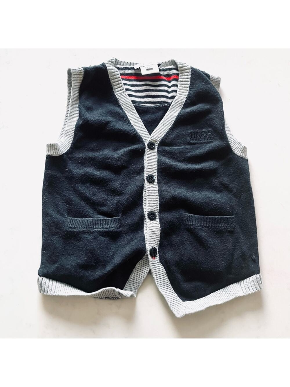 Boss Hugo Boss boys color block knit sweater vest size 4